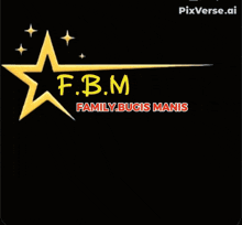 a black and gold star with the words my name is bugily.mans on it