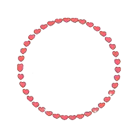 a circle made of red hearts with a white background