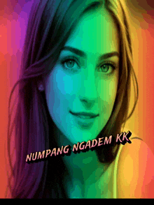 a picture of a woman with the words numpang ngadem kk written below her