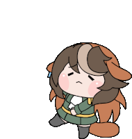 a cartoon drawing of a girl with brown hair and a ponytail