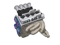 a drawing of a car engine with the words just gif it on the top