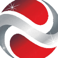 a red and white swirl with a white star in the middle