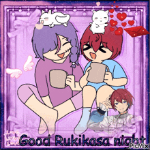 a picture of two anime characters sitting next to each other with the caption good rukikasa night