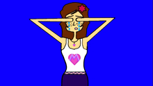 a drawing of a girl with a heart on her shirt
