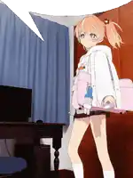 a girl with a ponytail is holding a pink bag and a stuffed animal