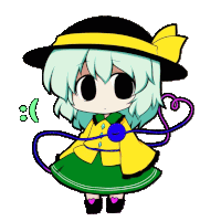 a cartoon drawing of a girl with green hair and a hat