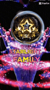 a graphic that says starlight family in yellow letters