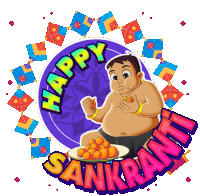 Happy Sankranti Kalia Sticker - Happy Sankranti Kalia Chhota Bheem Stickers