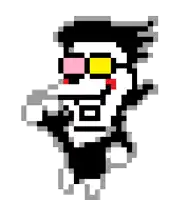 a pixel art drawing of a man wearing sunglasses and a wig .