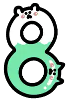 a cartoon drawing of the number eight with a cat face