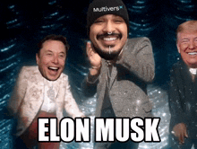 elon musk is written on a picture of a man in a suit