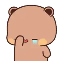 a cartoon bear is crying with tears running down his face .