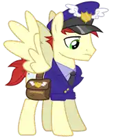 a cartoon pony with wings and a police hat