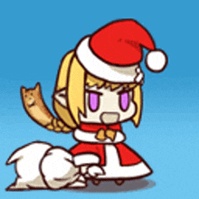 a cartoon character is wearing a santa hat
