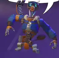 a robot with a speech bubble behind it that says ' a '