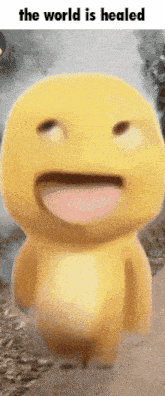 a picture of a cartoon character with the words the world is healed above it