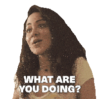 a woman says what are you doing on a sticker