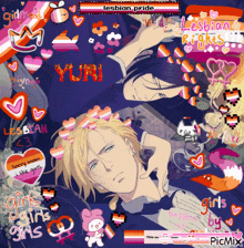 a picture of a man and a woman with the words lesbian pride in the top left corner