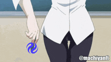 a person holding a blue object with the hashtag @machiyanft at the bottom