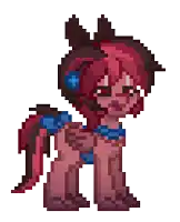 a pixel art of a pony wearing headphones