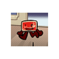 a cartoon drawing of a red octopus with a smiley face on it .