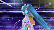 a screenshot of a video game with hatsune miku in the background