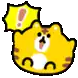 a cartoon tiger with a yellow exclamation point on its head .