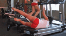 gym fail young woman treadmill roll
