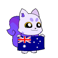 a cartoon cat is holding an australian flag in its paws