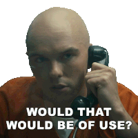 a bald man is talking on a phone with the words " would that would be of use " below him