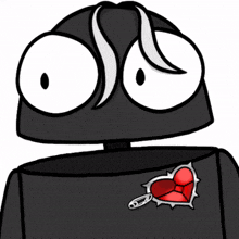 a cartoon drawing of a robot with a red heart on his chest
