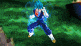 a cartoon character with blue hair and a sign that says " skip " in the corner