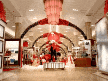 a christmas display in a store with a snowman