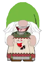 a pixel art of a gnome wearing an ugly christmas sweater