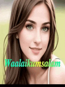 a picture of a woman with the words waalaikumsalam on the bottom