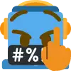a cartoon character with headphones on and a hand pointing at it .