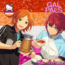 a picture of two anime characters with the words gal pals written above them