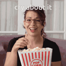 Cry About It Popcorn Eating GIF - Cry About It Popcorn Eating Popcorn GIFs