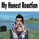 a picture of a woman with the words " my honest reaction " below her