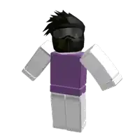a cartoon character wearing a purple shirt and a mask