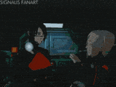 a drawing of a man and a woman with the words signalis fanart on the bottom