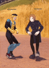 a man in a superhero costume and a woman in a superhero costume are dancing in a video game