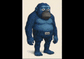 a cartoon gorilla wearing blue underwear with the word ron on it