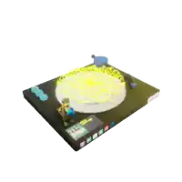 a 3d rendering of a record player with a monkey on top of it