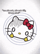 hello kitty is holding a sign that says " love you "