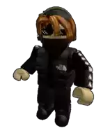 a cartoon character wearing sunglasses and a jacket with the north face on it