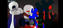 a cartoon of sans and error with the words nec draws on the bottom