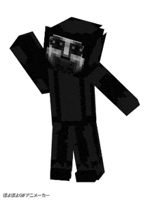 a minecraft character with chinese writing on the bottom left