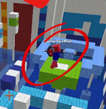 a screenshot of a video game with a red circle around a person named master squishhead
