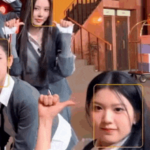a group of young women are posing for a picture with their faces visible